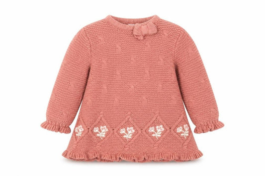 Front view of Cynthia Rowley Pink Floral Knit Jumper unisex 3-6m pullover