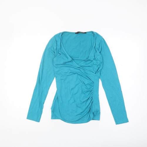 Jane Norman Women's Blue Wrap Blouse, Size 8