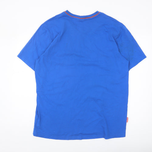 Slazenger Men's Blue Cotton T-Shirt, XL V-Neck Logo