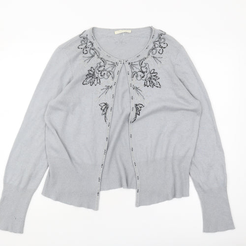 Austin Reed Women's Grey Cardigan, R, Embroidered Knit