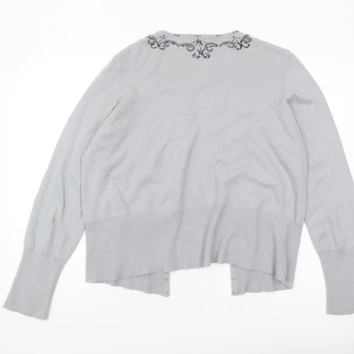 Austin Reed Women's Grey Cardigan, R, Embroidered Knit