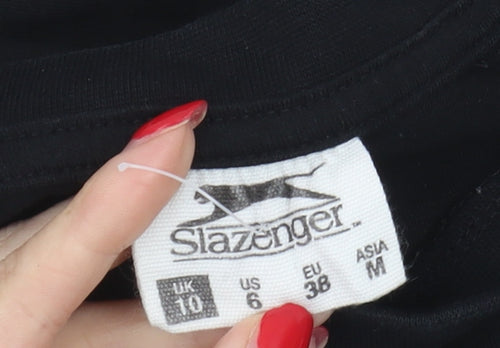 Slazenger Women's Black Cotton T-Shirt Size 10