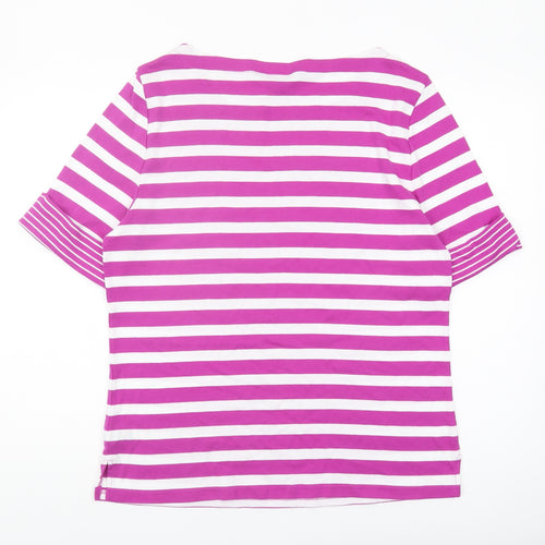 Ralph Lauren Women's Purple Striped 3/4 Sleeve T-Shirt XL