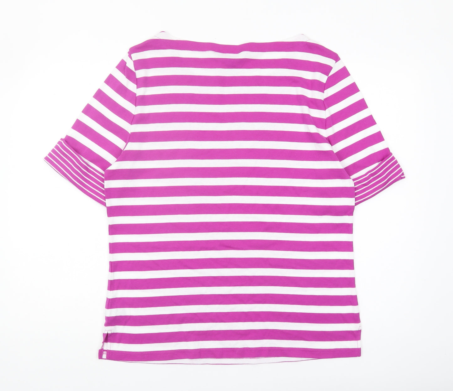 Ralph Lauren Women's Purple Striped 3/4 Sleeve T-Shirt XL