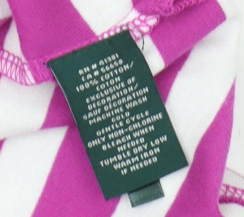 Ralph Lauren Women's Purple Striped 3/4 Sleeve T-Shirt XL