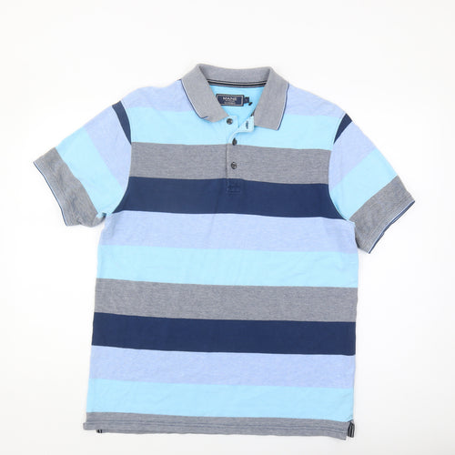 Maine New England Men's Blue Striped Polo Shirt, Size S