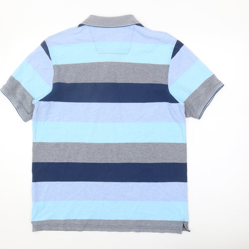 Maine New England Men's Blue Striped Polo Shirt, Size S