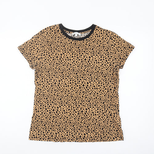 Warehouse Women's Beige Animal Print Ringer T-Shirt