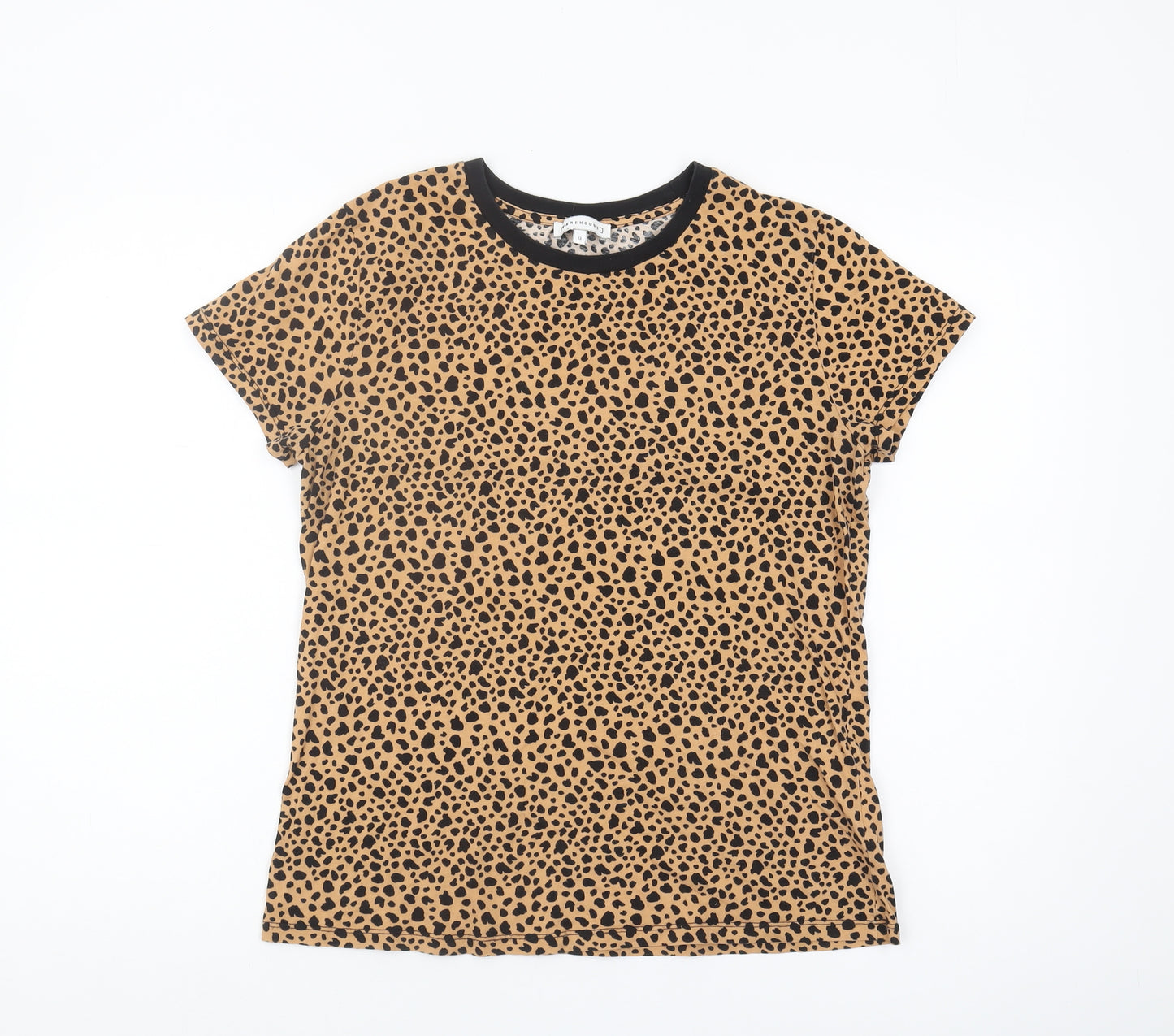 Warehouse Women's Beige Animal Print Ringer T-Shirt