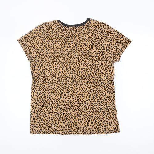 Warehouse Women's Beige Animal Print Ringer T-Shirt