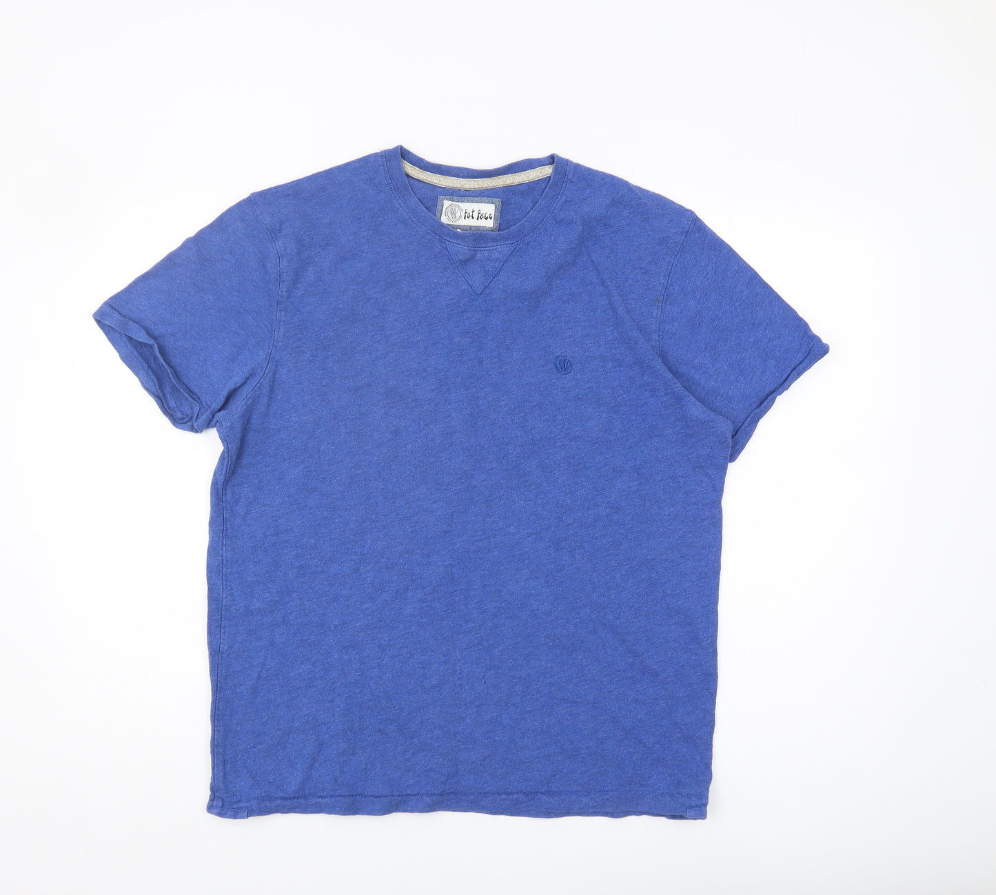 Fat Face Men's Blue Cotton V-Neck T-Shirt M