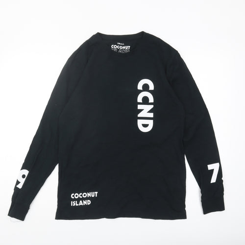 Coconut Island Men's Black Graphic Long Sleeve T-Shirt S