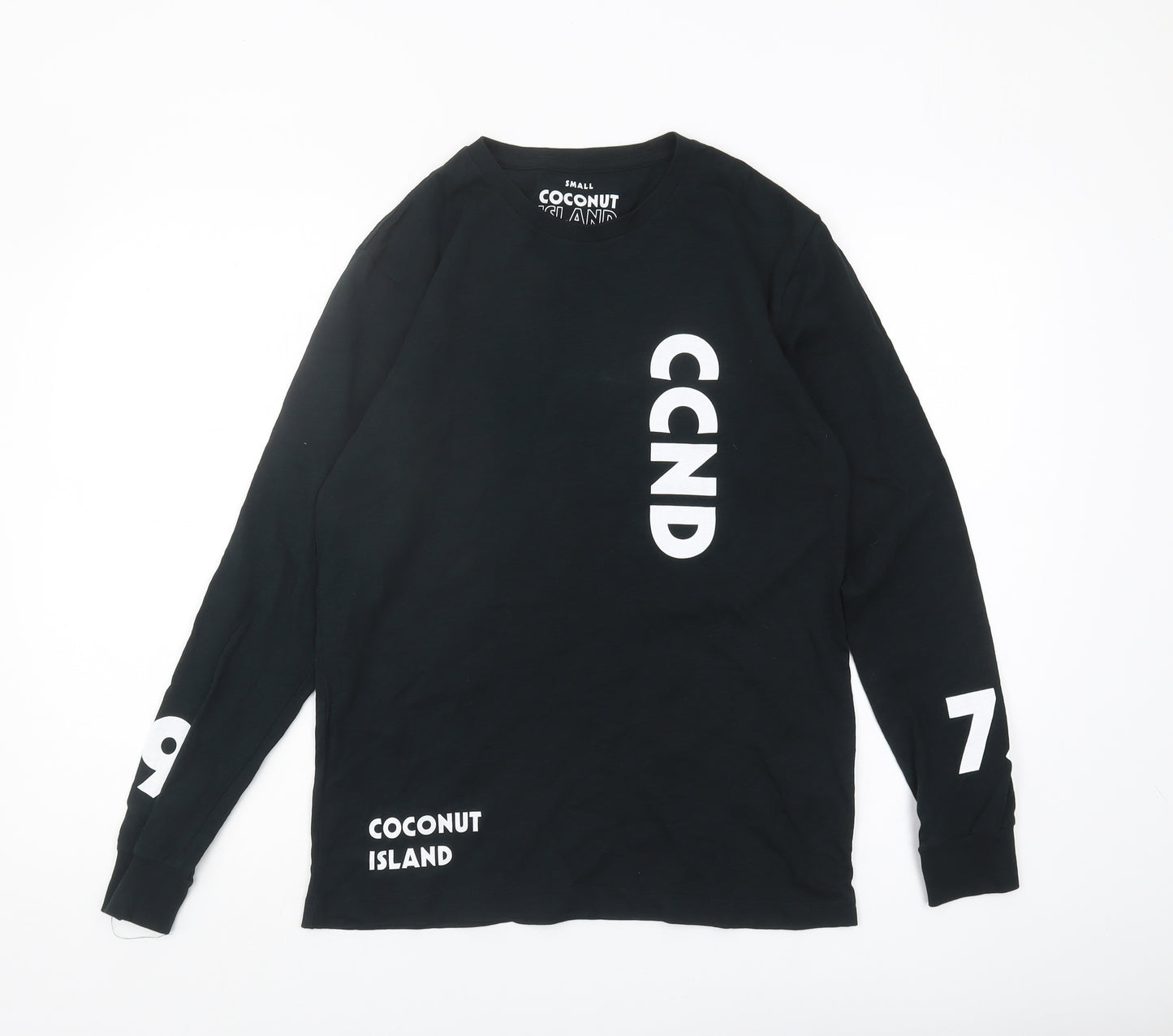 Coconut Island Men's Black Graphic Long Sleeve T-Shirt S