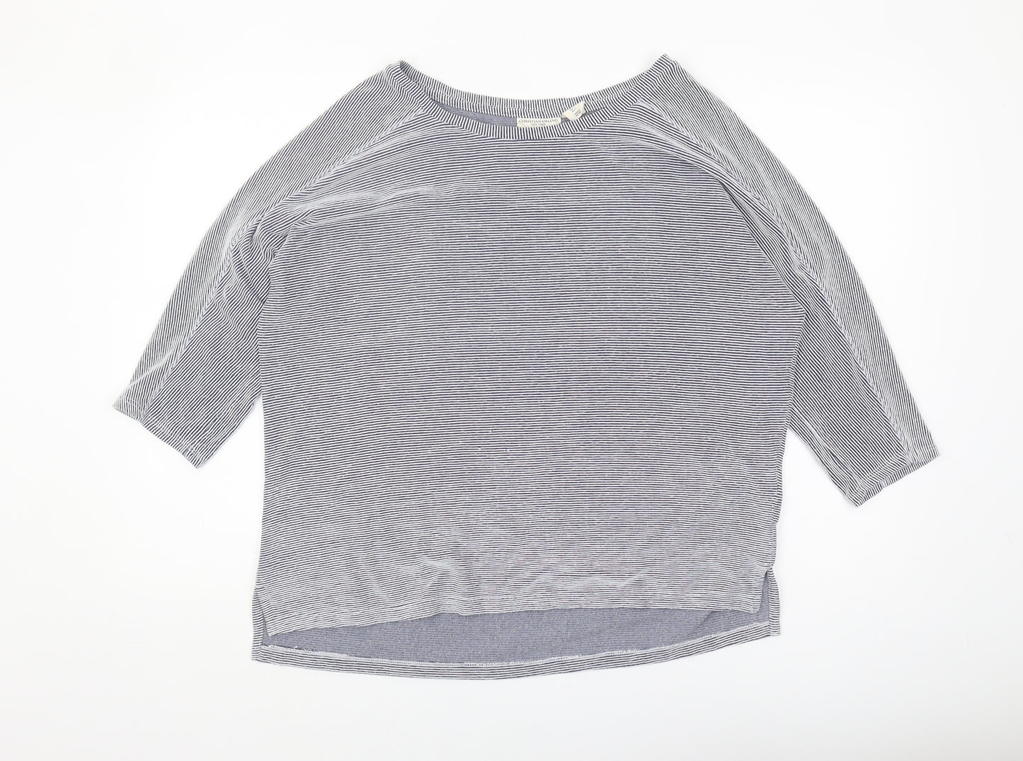 Christian Siriano Women's Blue Striped T-Shirt, Size L