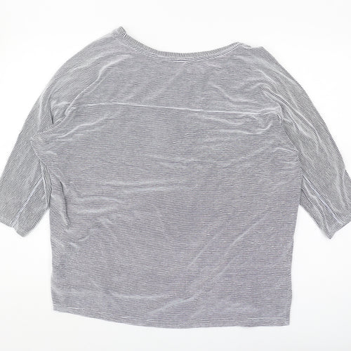 Christian Siriano Women's Blue Striped T-Shirt, Size L