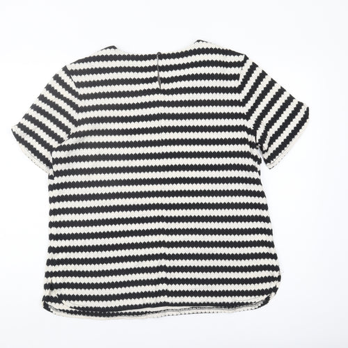 Anthology Women Black Striped Blouse Size 16 Casual Chic