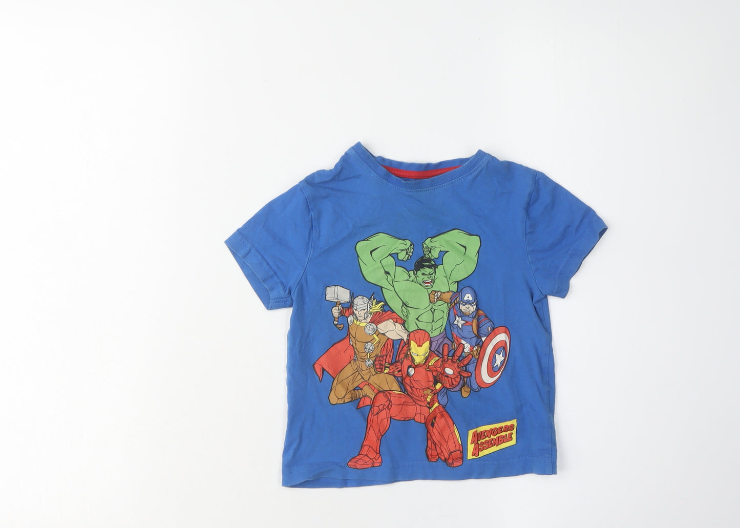 Marvel Avengers Boys Blue T-Shirt 2-3 Years Graphic Print