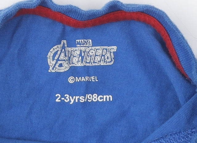 Marvel Avengers Boys Blue T-Shirt 2-3 Years Graphic Print