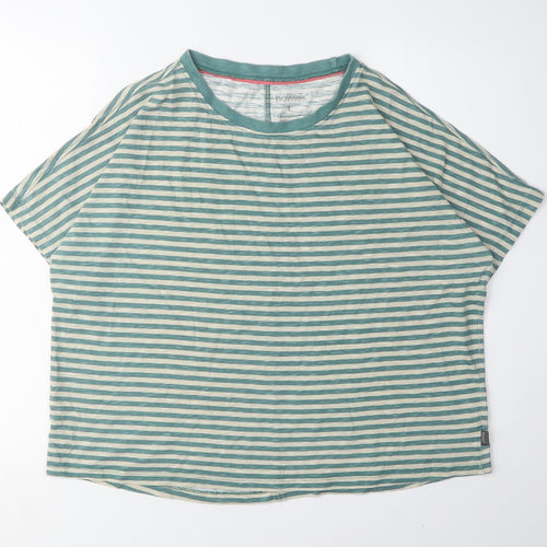 Howies Women's Green Striped T-Shirt, Size L, Relaxed Style