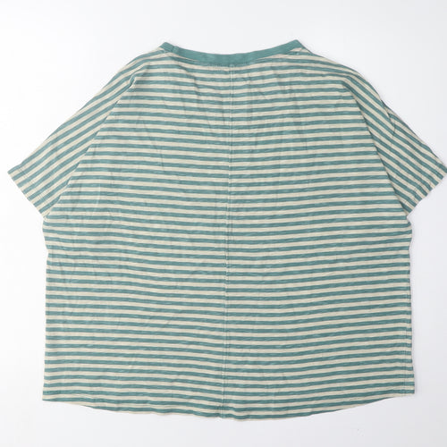 Howies Women's Green Striped T-Shirt, Size L, Relaxed Style
