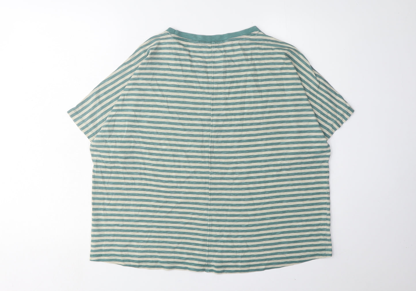 Howies Women's Green Striped T-Shirt, Size L, Relaxed Style