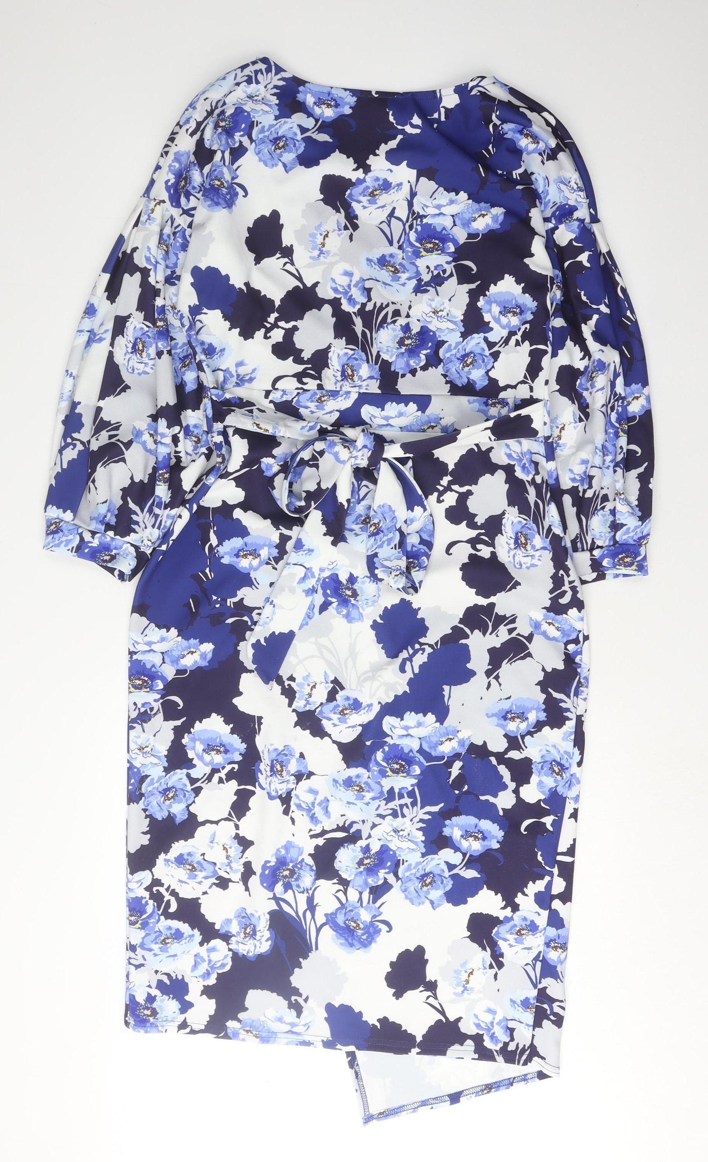 Quiz Women's Blue Floral Wrap Dress, Size 14