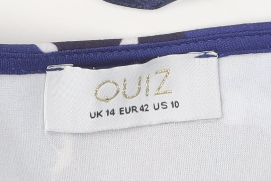 Quiz Women's Blue Floral Wrap Dress, Size 14