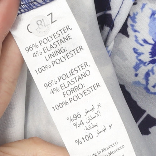 Quiz Women's Blue Floral Wrap Dress, Size 14