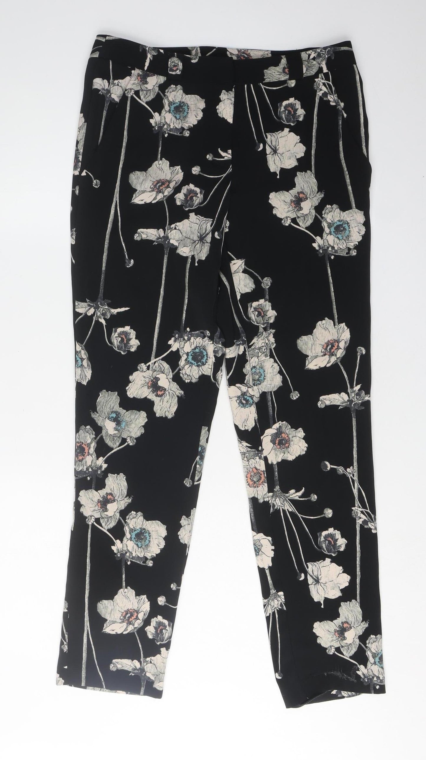 Warehouse Women's Black Floral Slim Trousers
