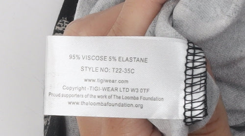 TIGI Women's Black Floral Short Sleeve T-Shirt Size 14