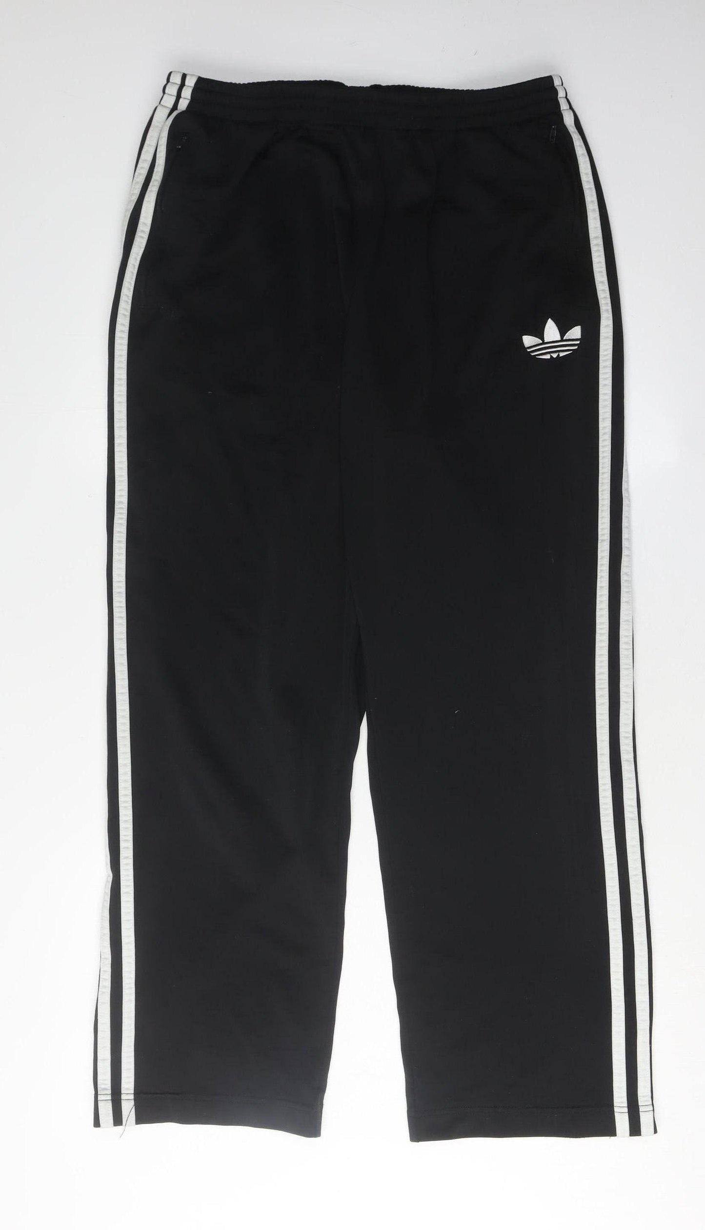 Adidas Men's Black Joggers L - Elasticated & Zippered