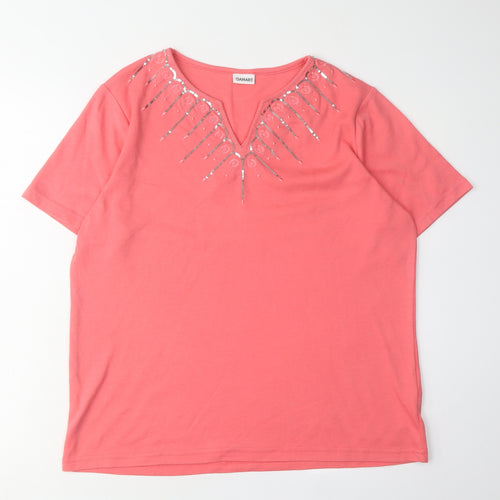 Damart Women's Pink Sequin V-Neck T-Shirt Size 16