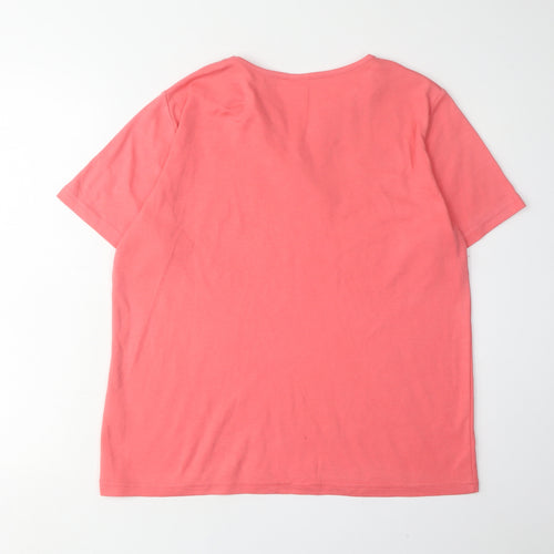 Damart Women's Pink Sequin V-Neck T-Shirt Size 16
