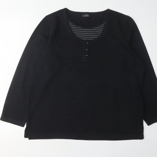 Bm Women's Black 3/4 Sleeve Scoop Neck Top M