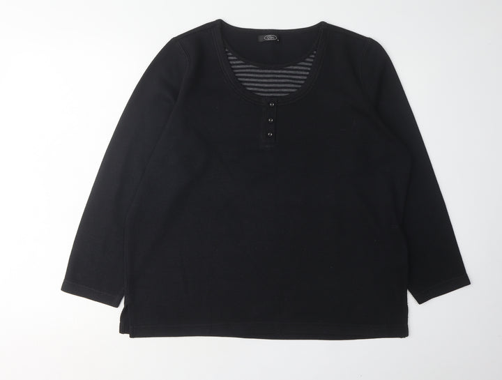 Bm Women's Black 3/4 Sleeve Scoop Neck Top M