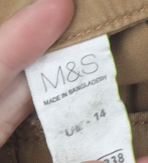 Marks and Spencer Women's Beige Chino Trousers Size 14