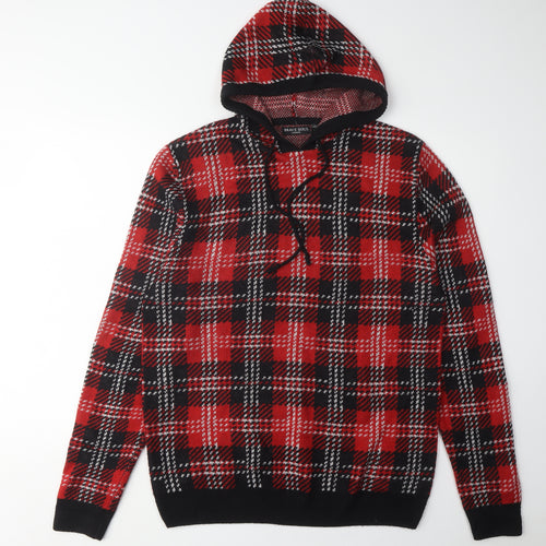 Brave Soul Men's Red XL Plaid Pullover Jumper