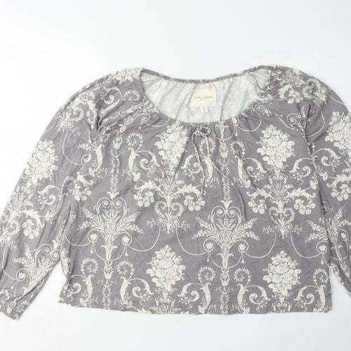 Laura Ashley Women's Grey Floral Blouse Size 14