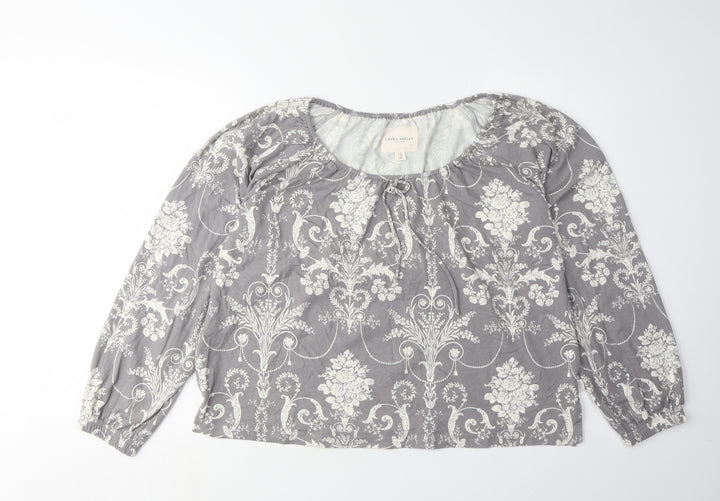 Laura Ashley Women's Grey Floral Blouse Size 14