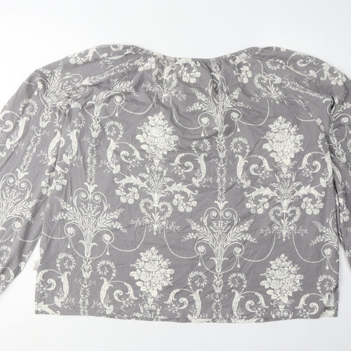 Laura Ashley Women's Grey Floral Blouse Size 14