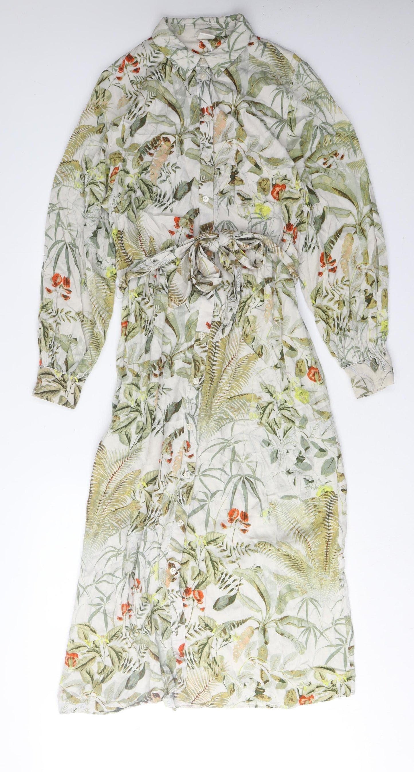 H&M Women's Shirt Dress, Multicoloured, S, Viscose, Floral