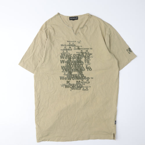 Kurt Muller Men's Beige Graphic T-Shirt, M Size, Short Sleeve