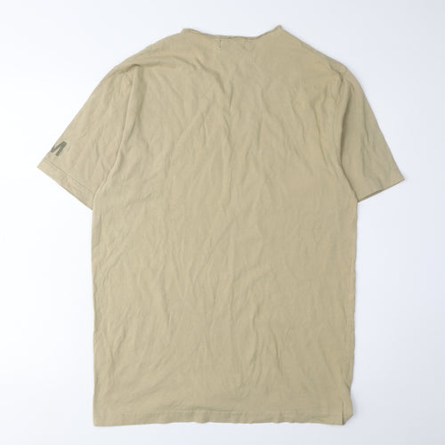 Kurt Muller Men's Beige Graphic T-Shirt, M Size, Short Sleeve