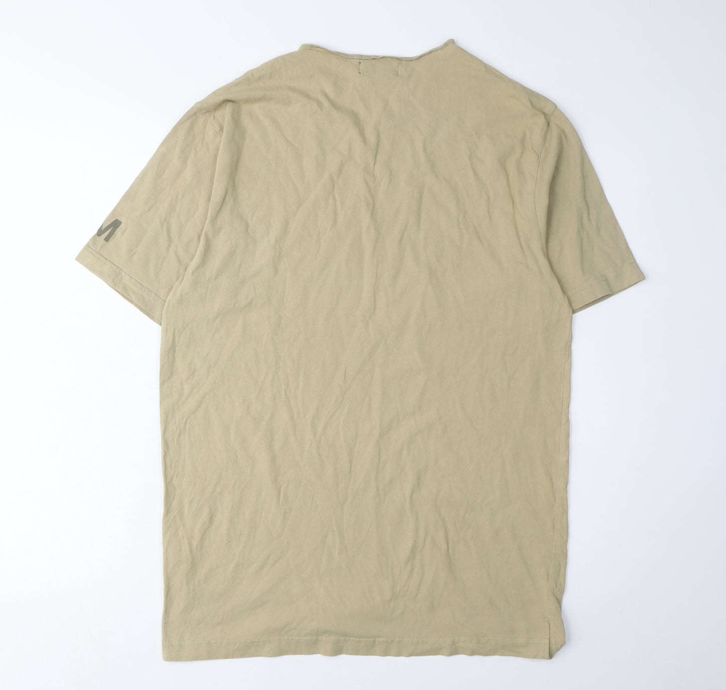 Kurt Muller Men's Beige Graphic T-Shirt, M Size, Short Sleeve