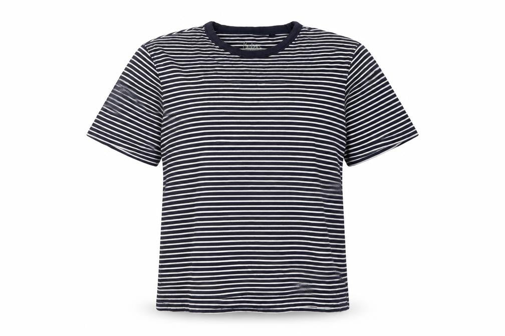 Boden Unisex Black Striped T-Shirt, S, Crew Neck, Casual