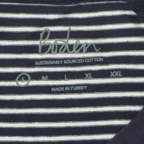 Boden Unisex Black Striped T-Shirt, S, Crew Neck, Casual
