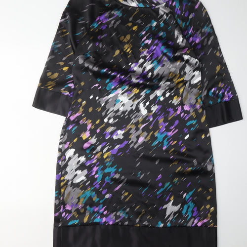 Marks and Spencer Women's Black Multicoloured Shift Dress Size 14