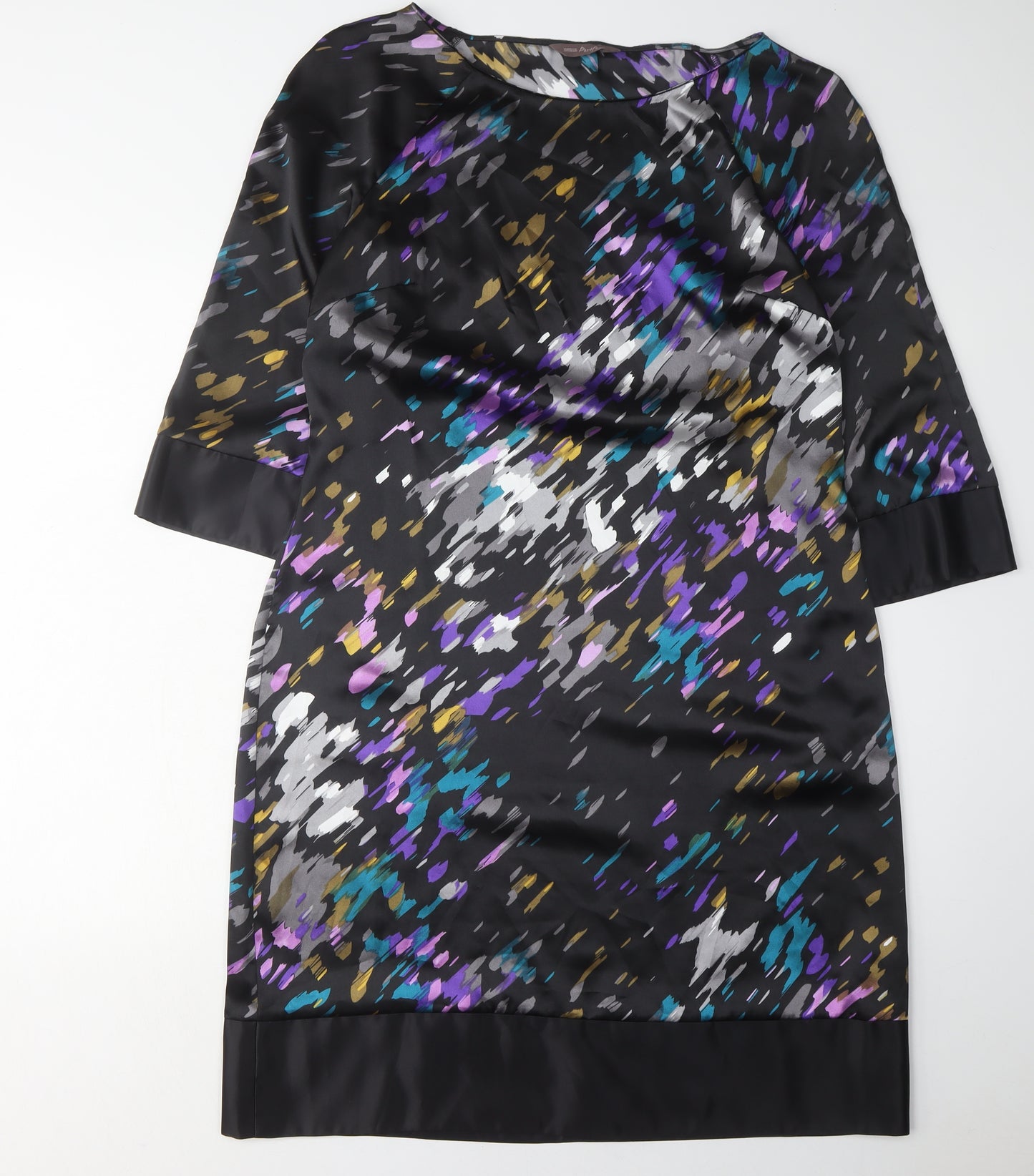 Marks and Spencer Women's Black Multicoloured Shift Dress Size 14
