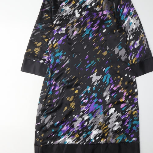 Marks and Spencer Women's Black Multicoloured Shift Dress Size 14