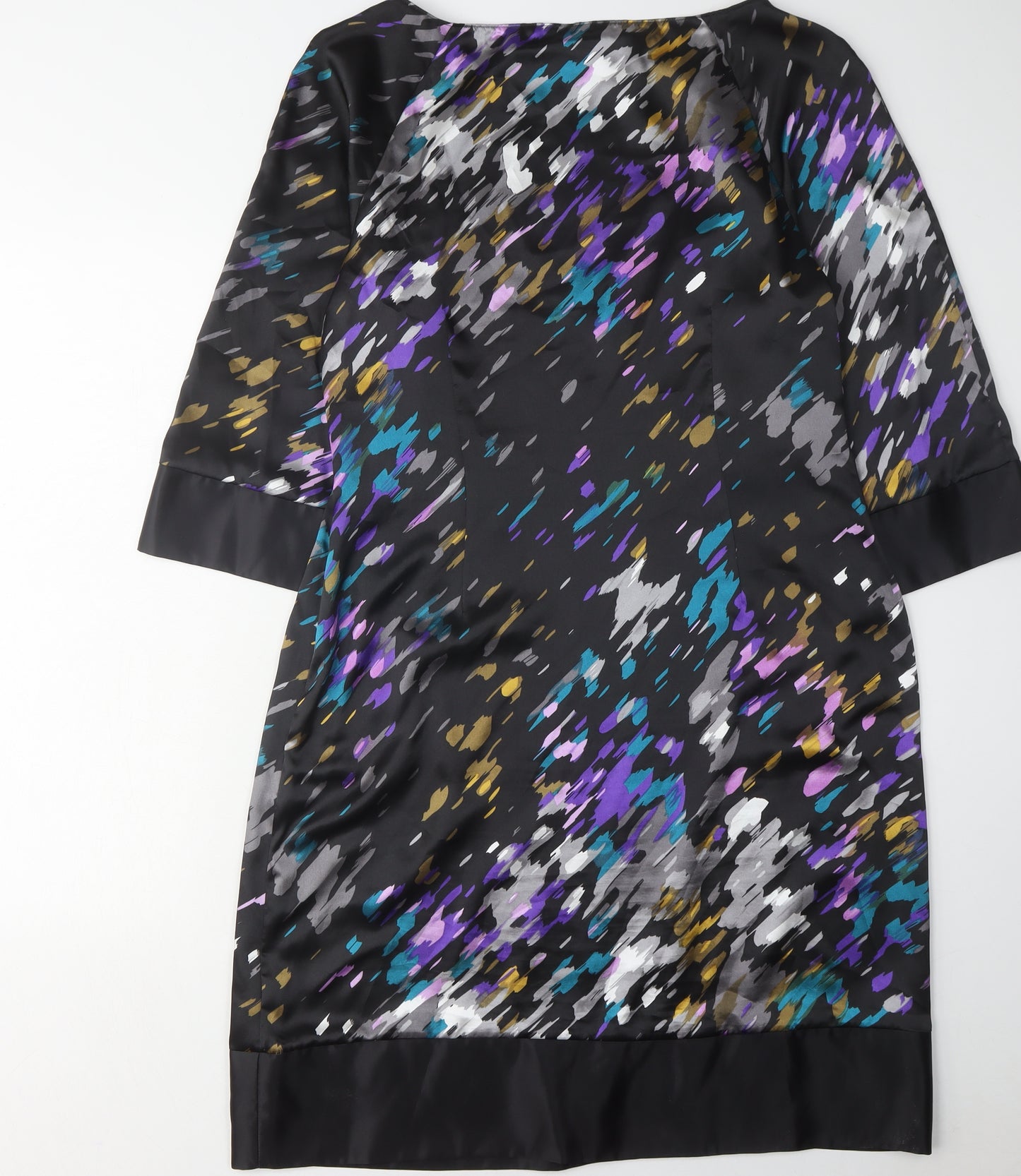 Marks and Spencer Women's Black Multicoloured Shift Dress Size 14